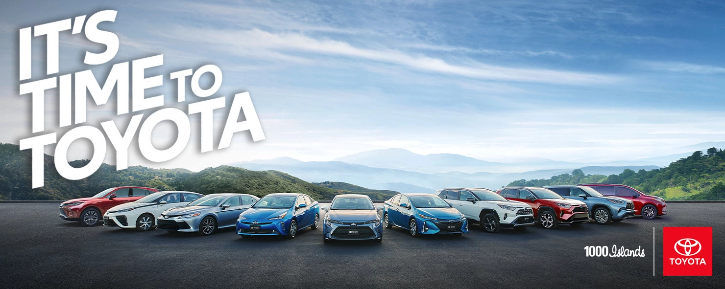 It's Time to Toyota banner with red 2024 Tundra Limited TRD Off Road and Res 2024 RAV4 XLE AWD