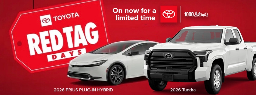 It's Time to Toyota banner with red 2024 Tundra Limited TRD Off Road and Res 2024 RAV4 XLE AWD