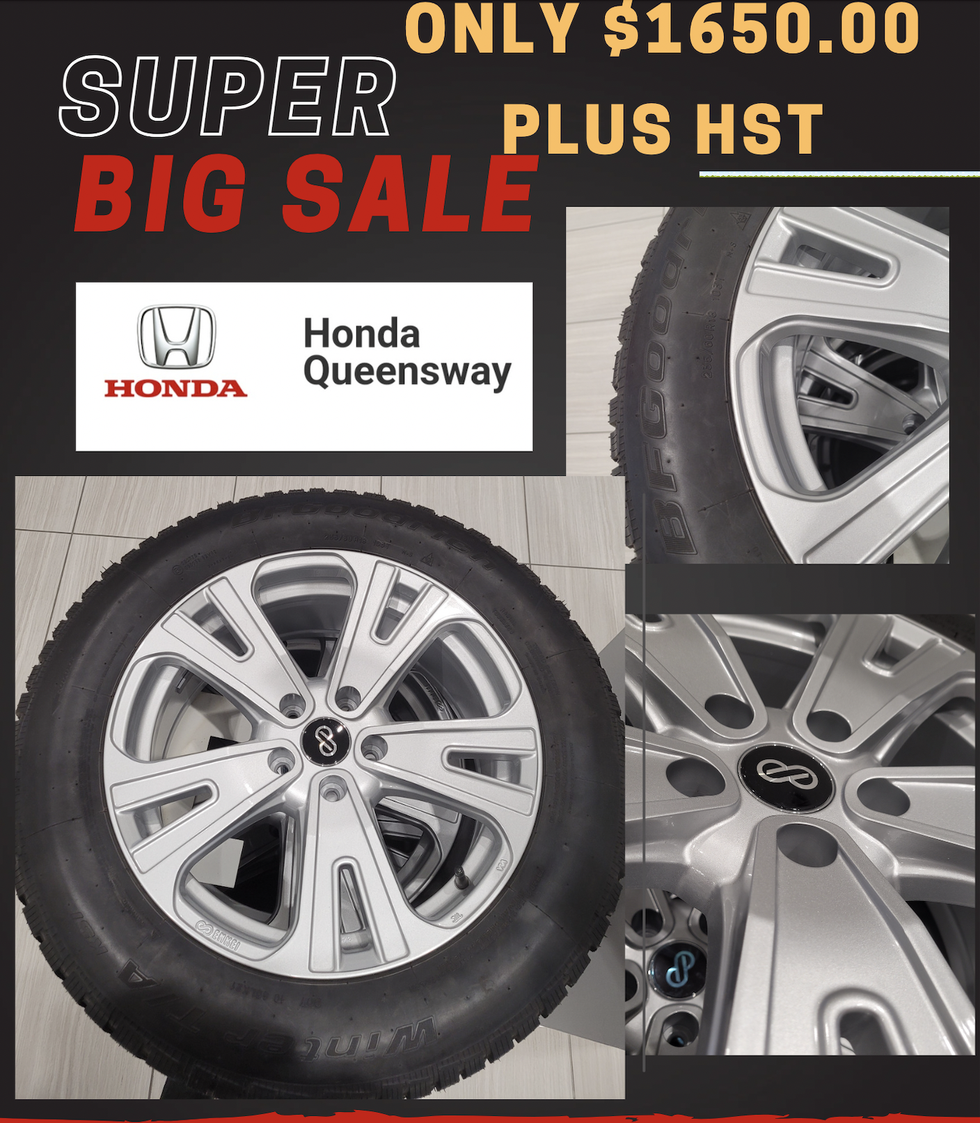 HONDA TIRE SUPER BIG SALE!<br> $1,650 + HST - Image