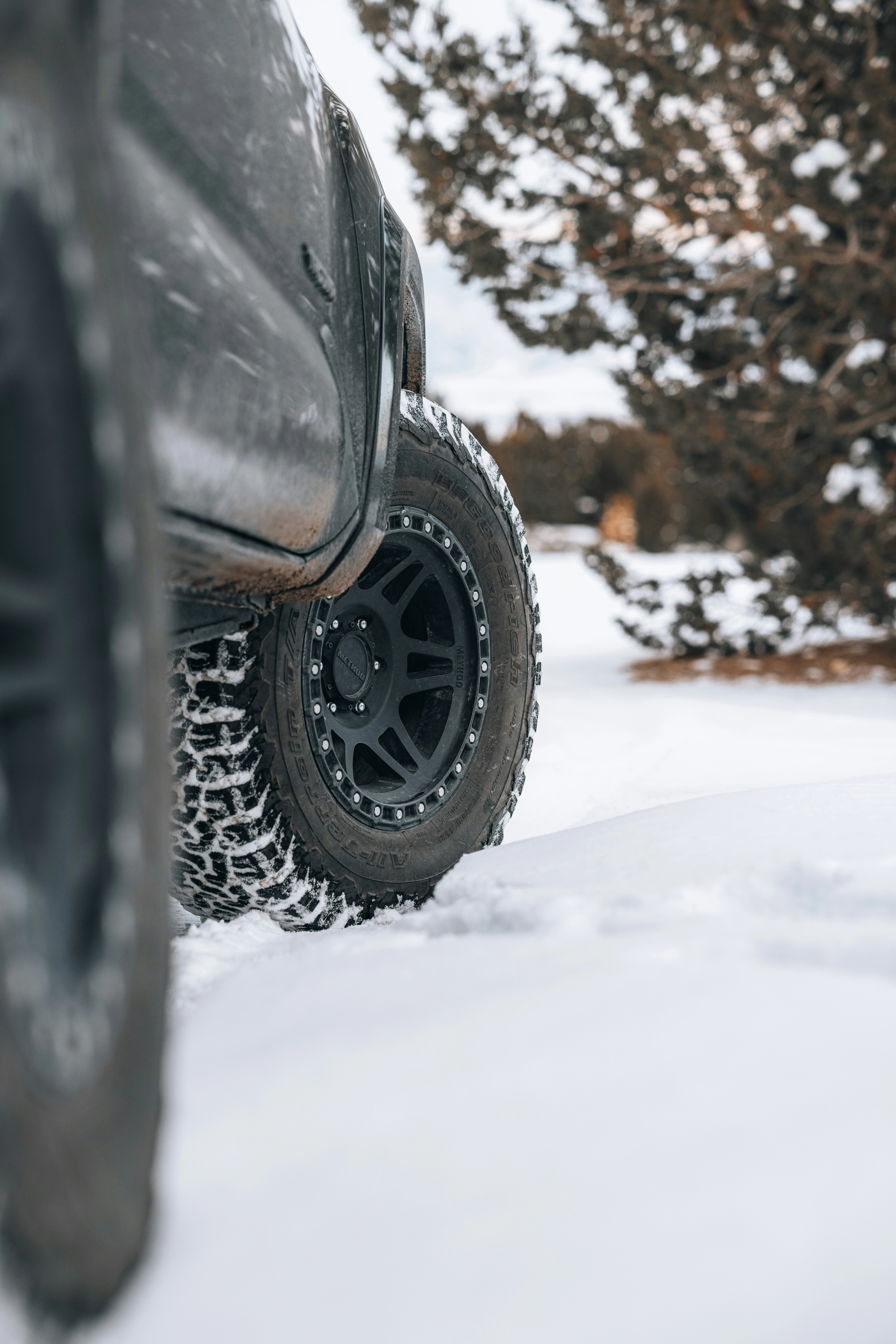 Winter tires on a snowy road in Tillsonburg