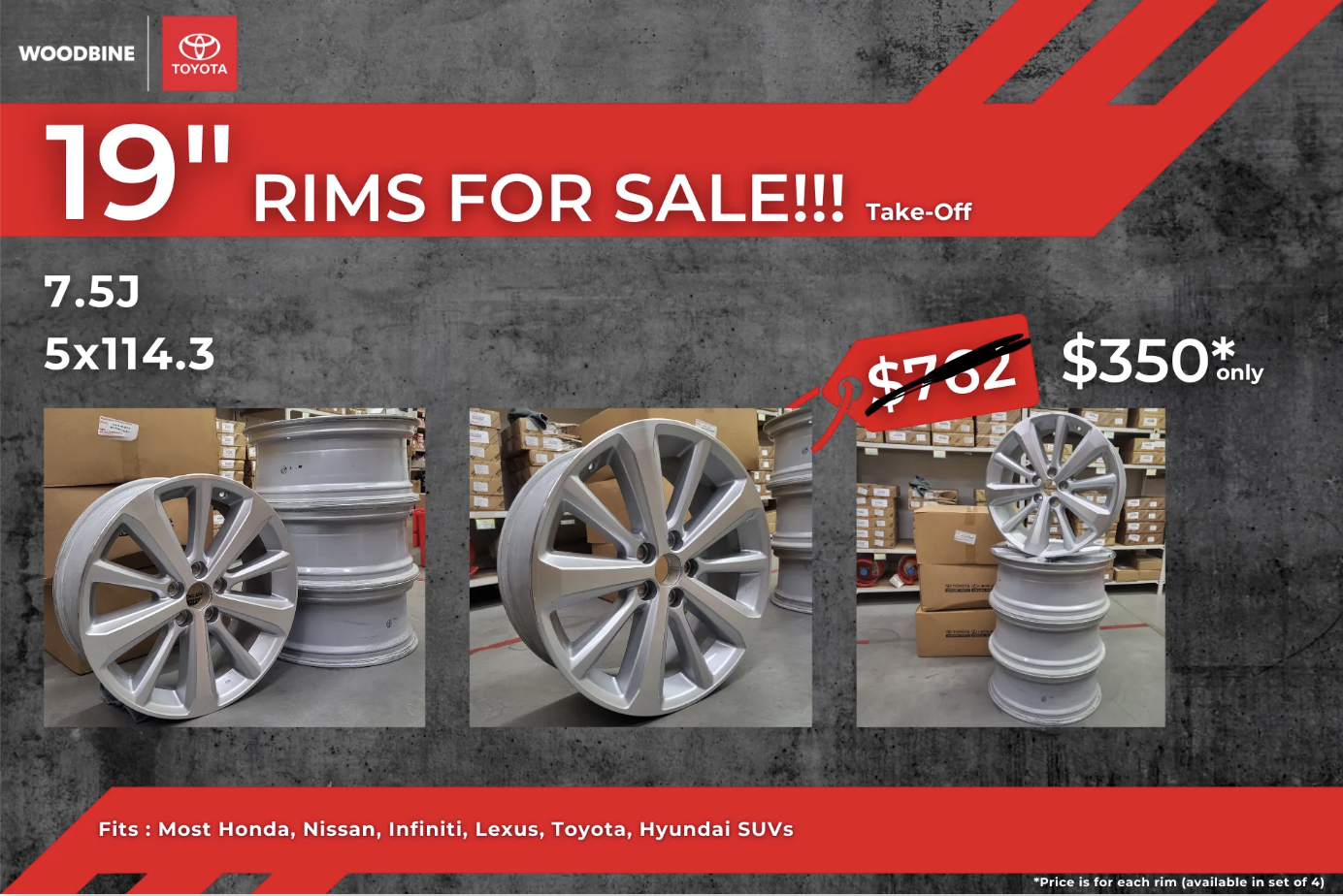 19" RIMS FOR ONLY $350 PER RIM - Image